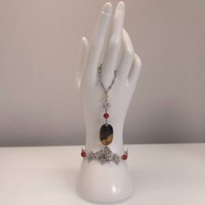 Handmade Chainmail Slave Bracelet Brown Amber Retro Unique Hippie Boho‎ Festival